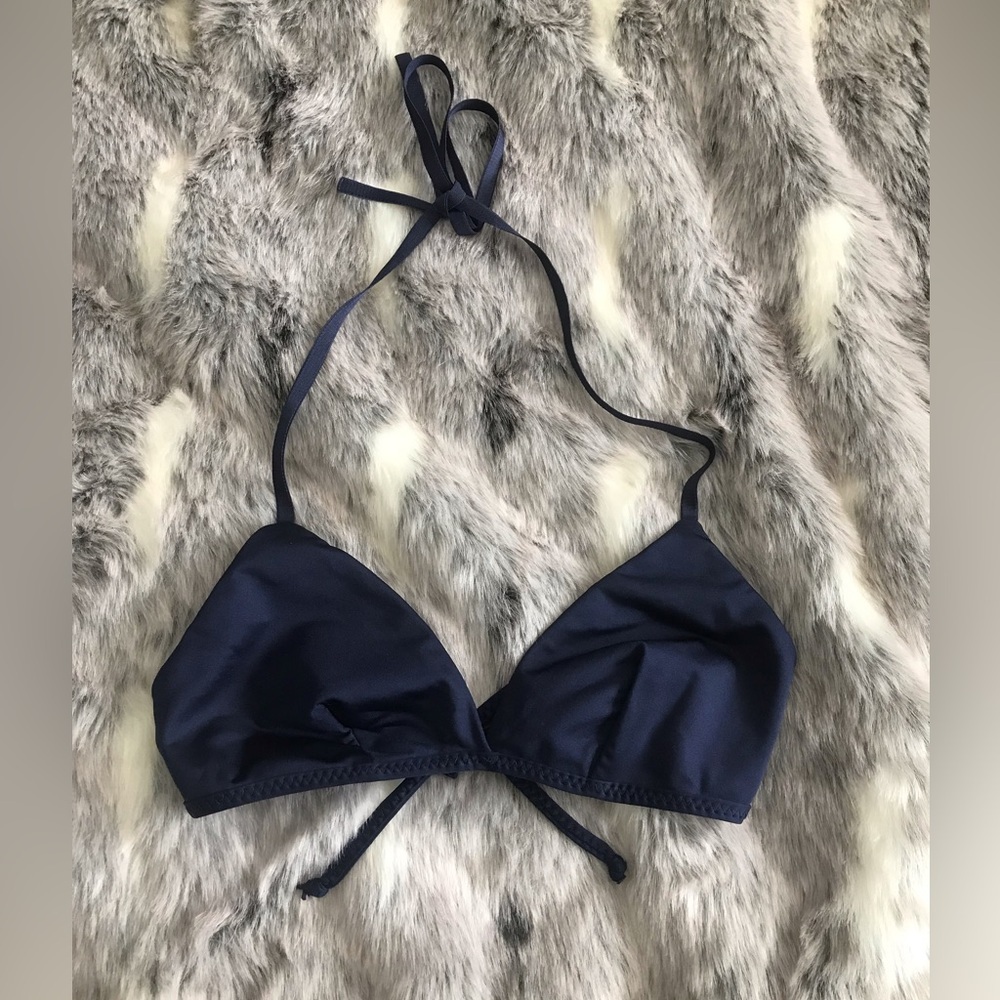 Malia Mills triangle bikini top size small navy  blue